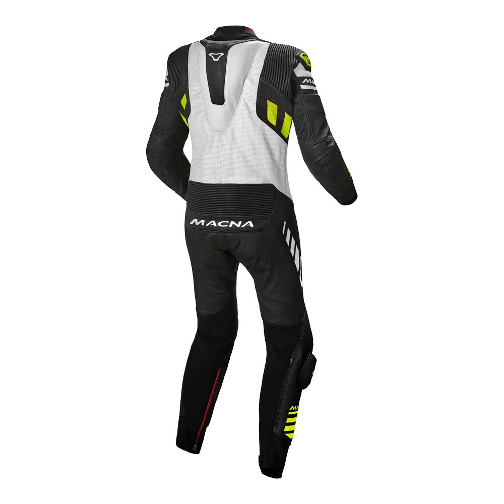 Macna Tracktix 1 Pce Suit - Black/White/Neon Yellow