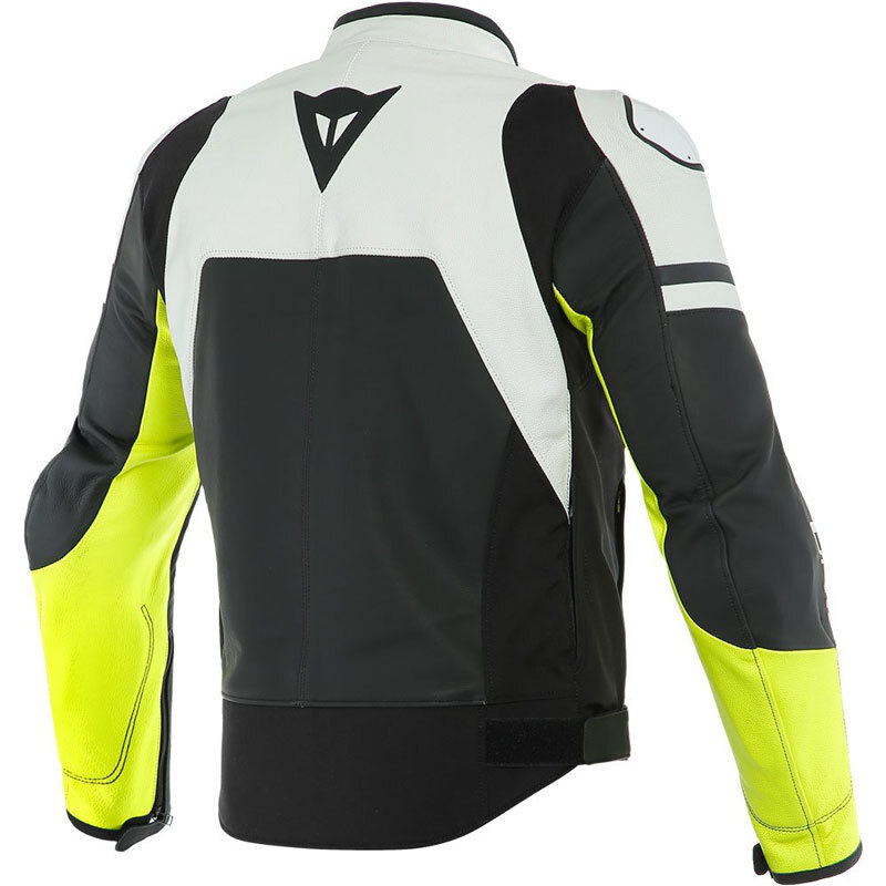 Dainese Agile Black White and Yellow Leather Jacket