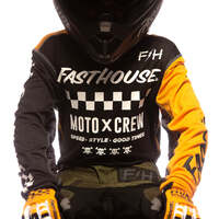 Fasthouse Grindhouse Alpha Youth Jersey - Black/Amber - S