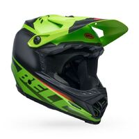 Bell Moto-9 MIPS Youth Glory Matte Green Black Orange Helmet - Unisex - Small/Medium - Youth - Green/Black