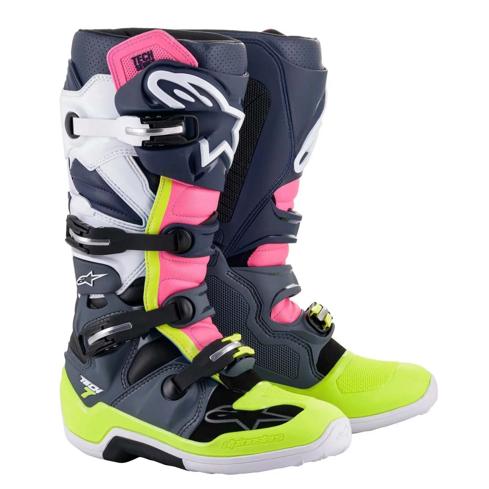 Alpinestars Tech 7 Boots - Dark Grey/Dark Blue/Pink - 12