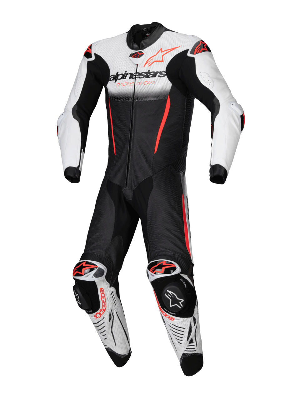Alpinestars GP-R7 1 Pce Leather Suit - White/Black/Fluro Red