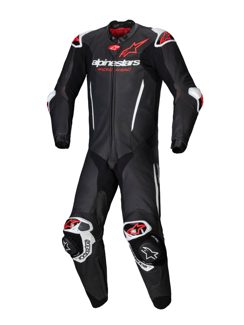 Alpinestars GP-R7 1 Pce Leather Suit - Black/White/Fluro Red