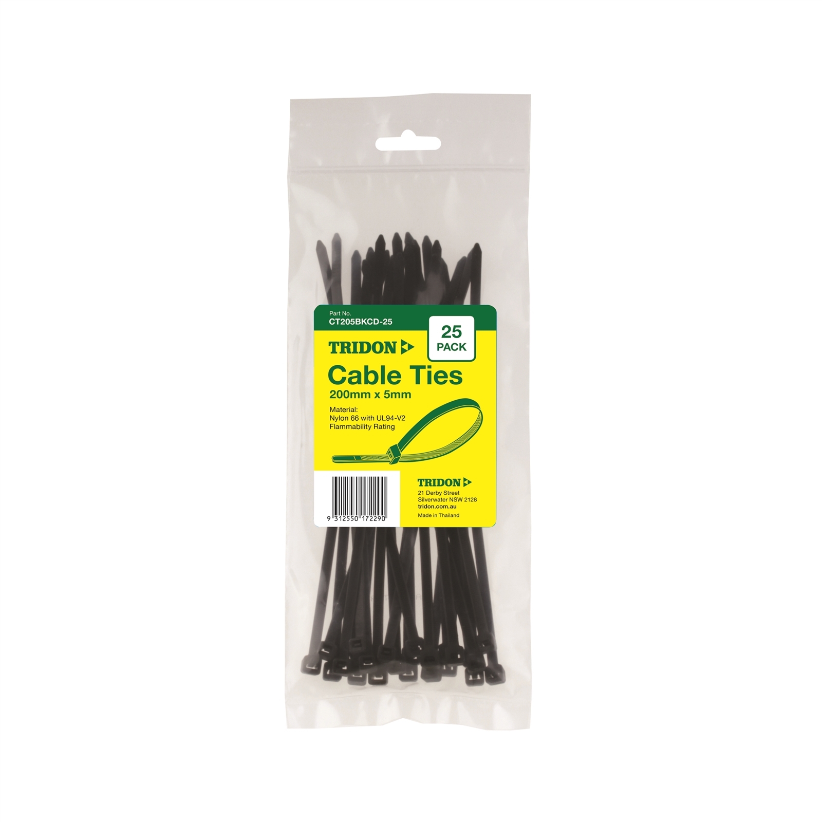 Tridon Cable Tie Black 200 X 5mm Pk25 TRIDON