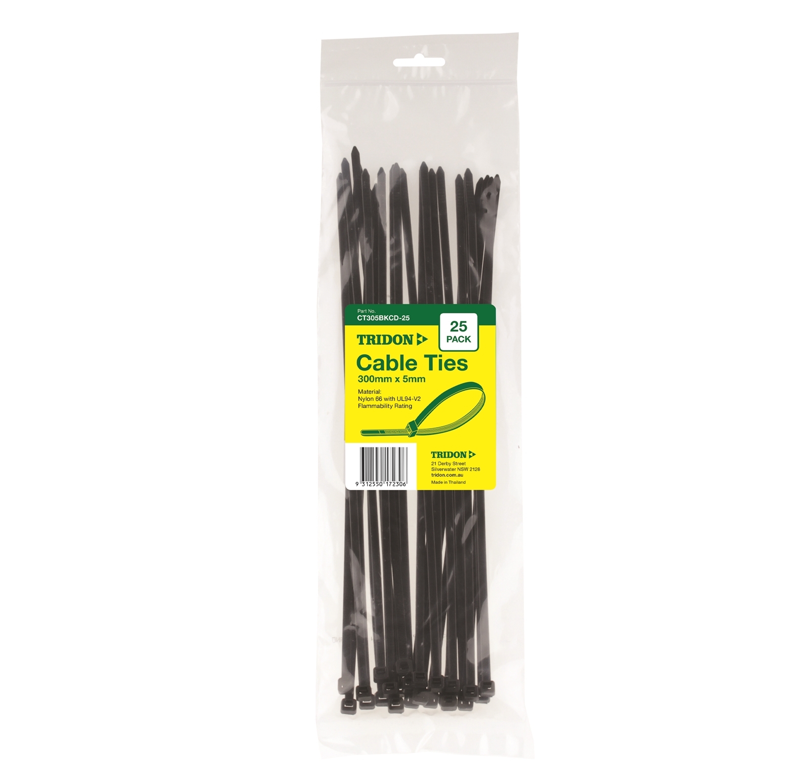 Tridon Cable Tie Black 300 X 5mm Pk25 TRIDON