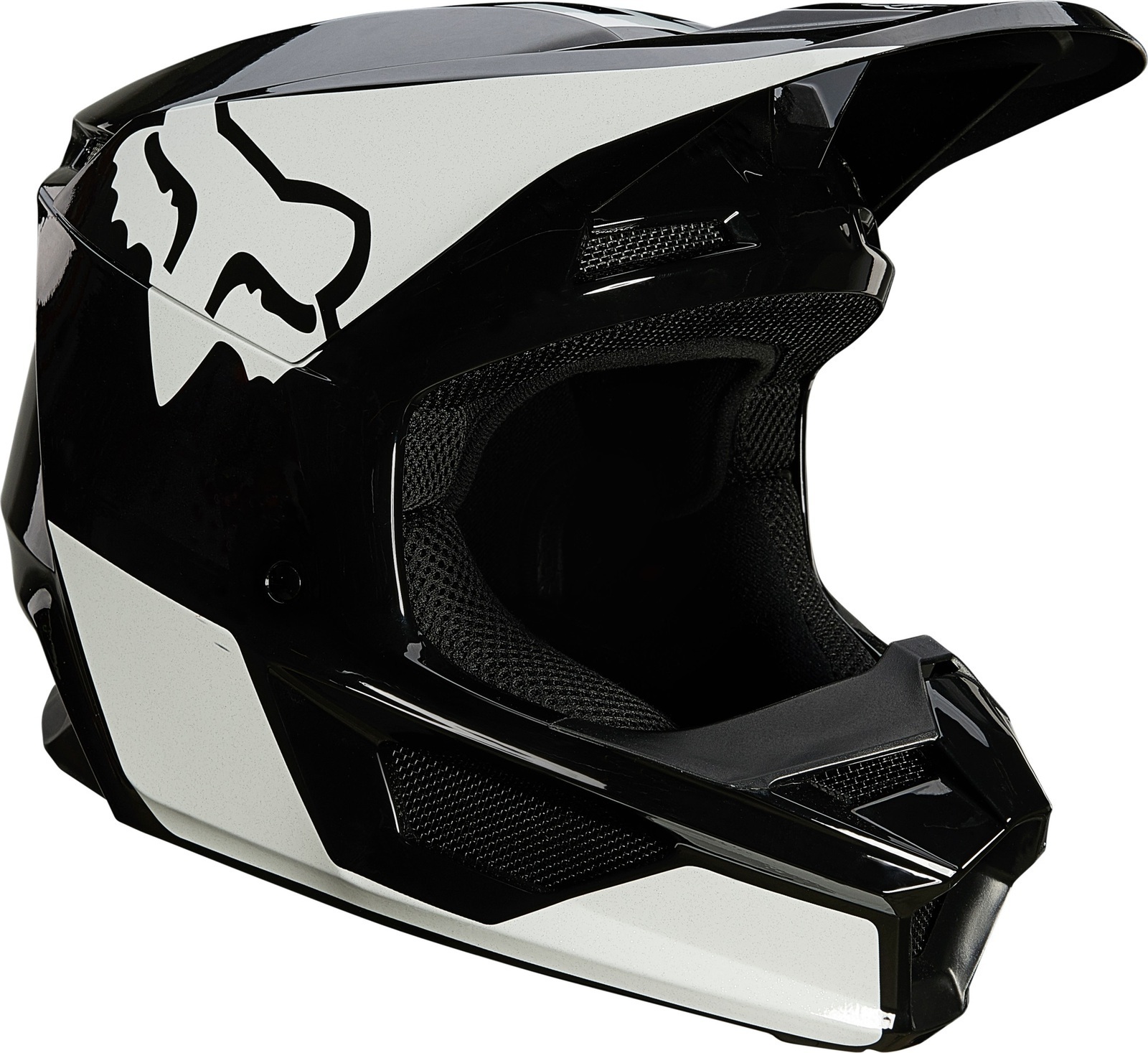 Fox V1 Revn Black White Helmet MCAS - Main Image