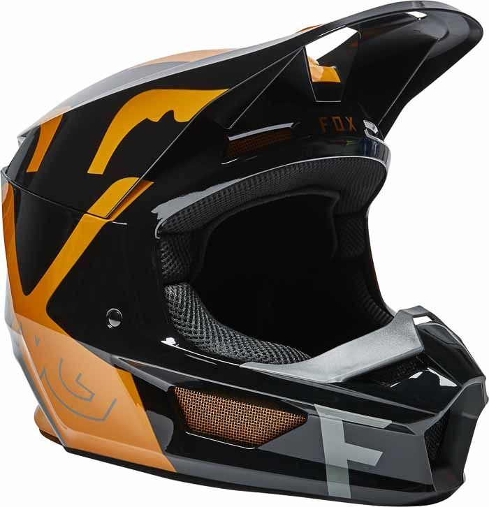 Fox V1 Skew ECE Helmet Black/Gold MCAS