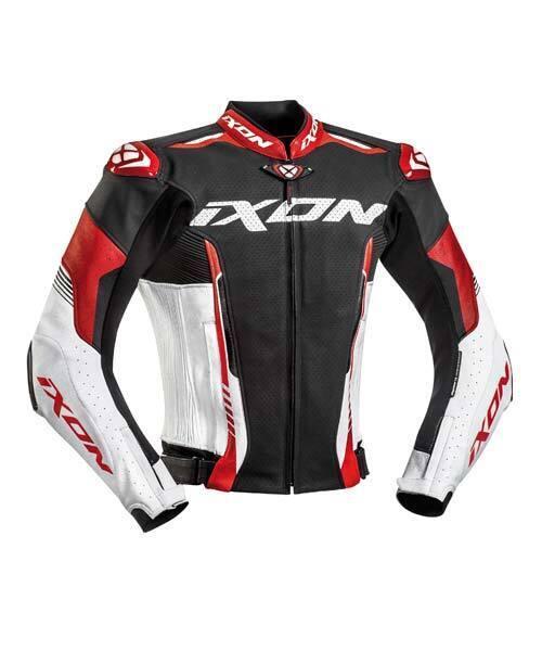 Ixon Vortex Leather Jacket Black/White/Red MCAS