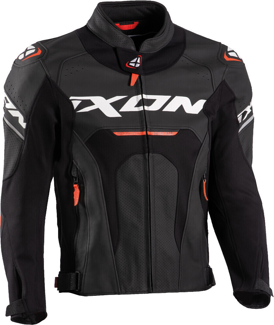 Ixon Jackal Leather Jacket - Black/White/Red