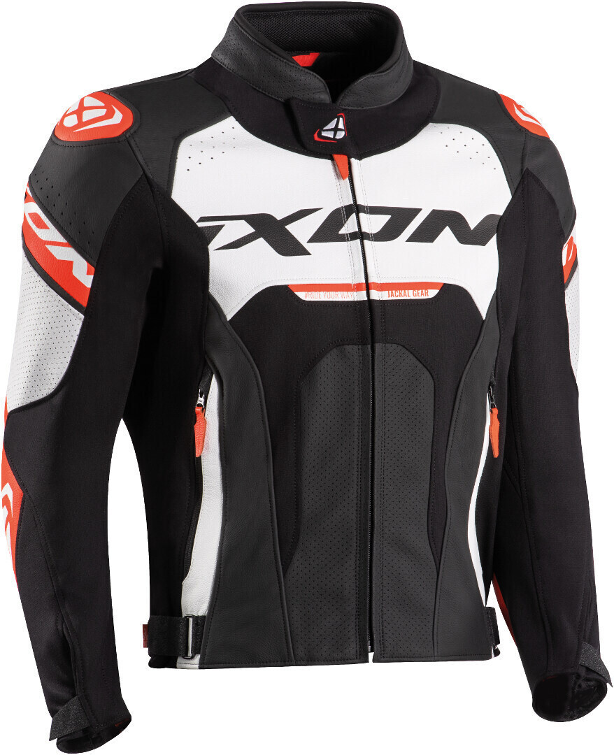 Ixon Jackal Leather Jacket - White/Red/Black