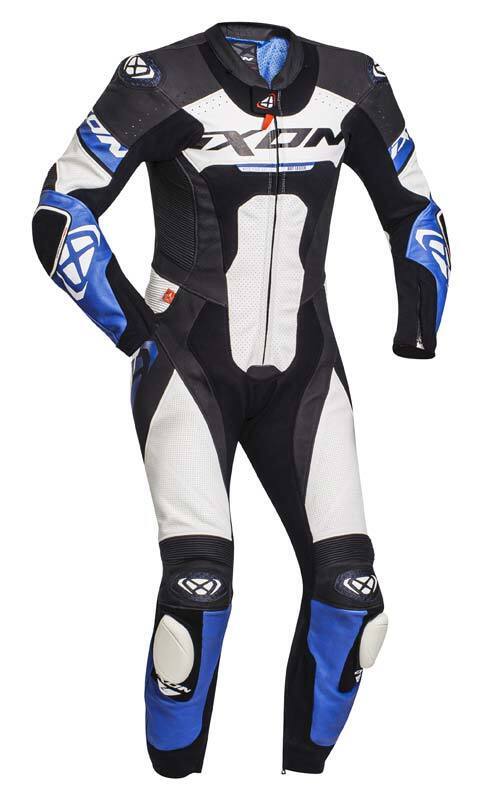 Ixon Jackal 1 Piece Leather Suit - Black/White/Blue