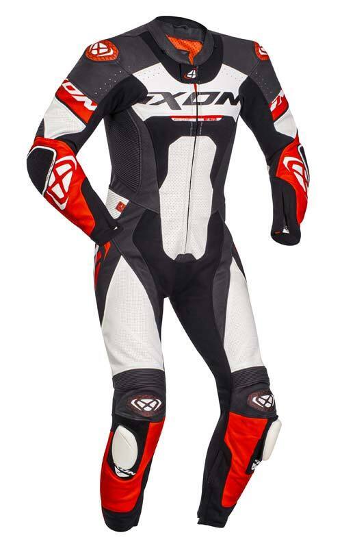 Ixon Jackal 1 Piece Leather Suit - Black/White/Red