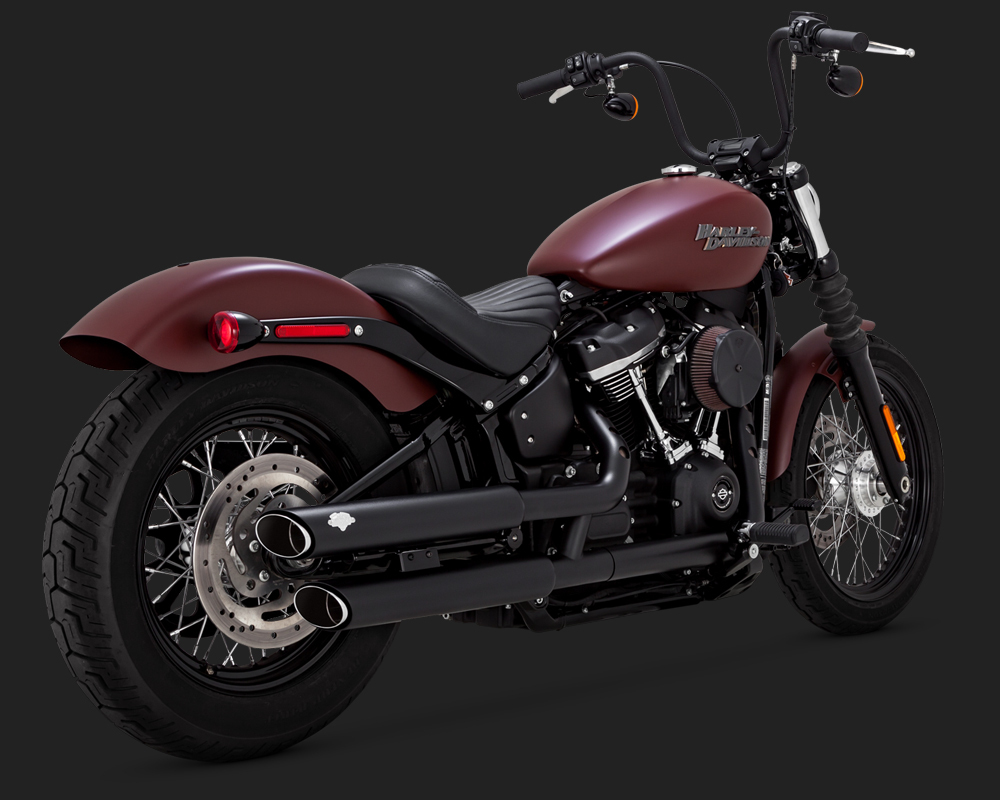V&H TWIN SLASH 3IN S/O BLK SOFTAIL 18-20 (EXC FXFB/FLDE/FLHC-ALL)