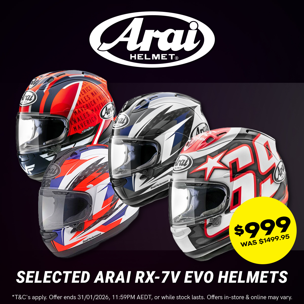 Selected Arai RX-7V Evo Helmets