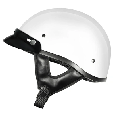 M2R Rebel Solid Classic Shorty Studs Open Face Helmet - White