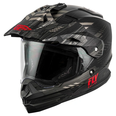 Fly Racing Trekker Quantum Adventure Helmet - Matte Black/Grey/Red