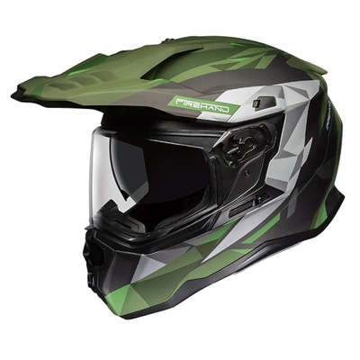 M2R Hybrid Poly Adventure Helmets (PC-4F) - Green/Black/Grey