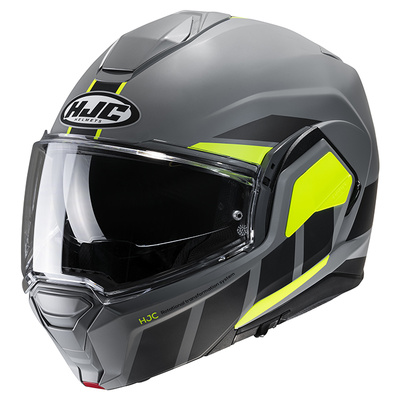 HJC i100 Beis MC3HSF Modular Helmet - Grey/Yellow