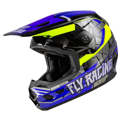 Fly Racing Youth Kinetic Scorched MX Helmet - Blue/Grey/Hi-Vis
