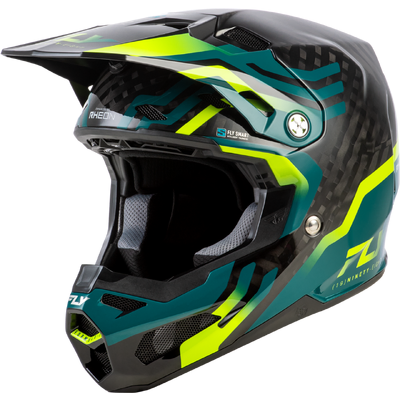 Fly Racing 2026 Youth Formula S Carbon Byte MX Helmet - Black Carbon/Teal/Lime