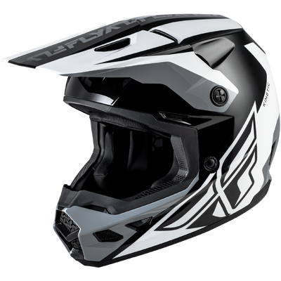 Fly Racing 2026 Kinetic Crest MX Helmet - Black/White/Grey