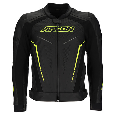 Argon Descent Perforated Leather Jacket - Black/Hi-Vis