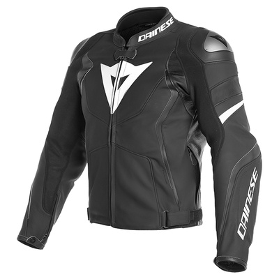 Dainese Avro 4 Leather Jacket - Matt Black/Matt Black/White