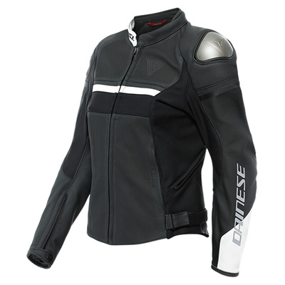 Dainese Ladies Rapida Perforated Leather Jacket - Matt Black/Matt Black/White