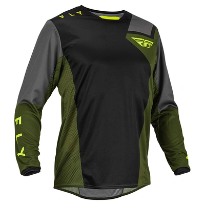 Fly Racing Kinetic Jet MX Jersey - Black/Olive Green/Hi-Vis