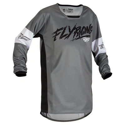 Fly Racing Youth Kinetic Khaos MX Jersey - Grey/Black/White