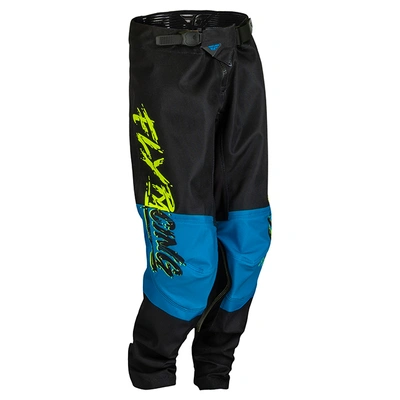 Fly Racing Youth Kinetic Khaos MX Pants - Hi-Vis/Black/Cyan