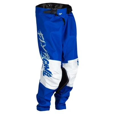 Fly Racing Youth Kinetic Khaos MX Pants - Light Grey/Blue/White