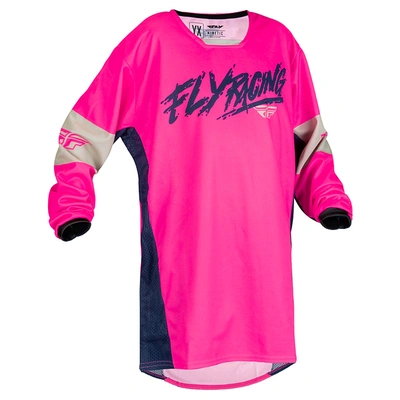 Fly Racing Youth Kinetic Khaos MX Jersey - Pink/Navy/Tan