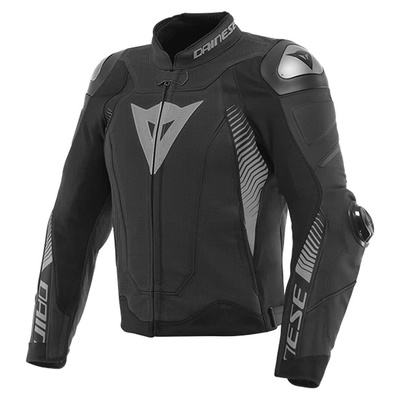 Dainese Super Speed 4 Perforated Leather Jacket - Matt Black/White/Fluro Red