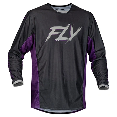Fly Racing Kinetic Mesh Rave MX Jersey - Black/Purple/Silver
