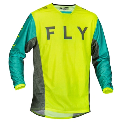 Fly Racing Kinetic Mesh Kore MX Jersey - Hi-Vis/Teal/Grey
