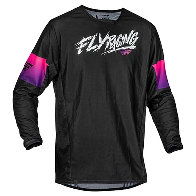 Fly Racing Youth Kinetic Mesh Khaos MX Jersey - Black/Purple/Pink