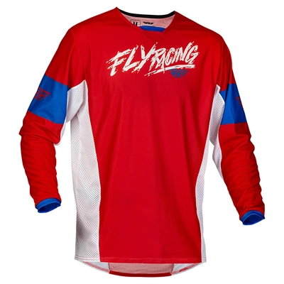 Fly Racing Youth Kinetic Mesh Khaos MX Jersey - Red/White/Blue