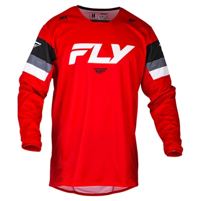 Fly Racing Youth Kinetic Prix MX Jersey - Red/Grey/White