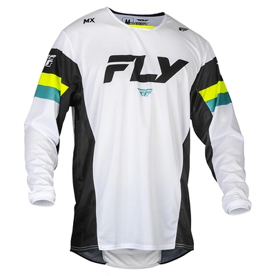 Fly Racing Kinetic Prix MX Jersey - White/Black/Hi-Vis
