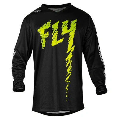 Fly Racing Youth F-16 MX Jersey - Black/Neon Green/Light Grey
