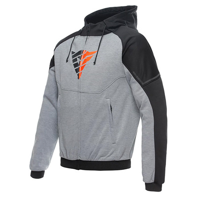 Dainese Daemon-X Safety Full Zip Hoodie - Melange Grey/Black/Fluro Red
