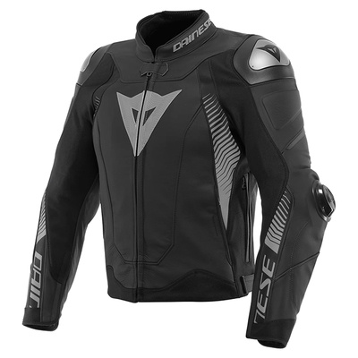 Dainese Super Speed 4 Leather Jacket - Matt Black/White/Fluro Red