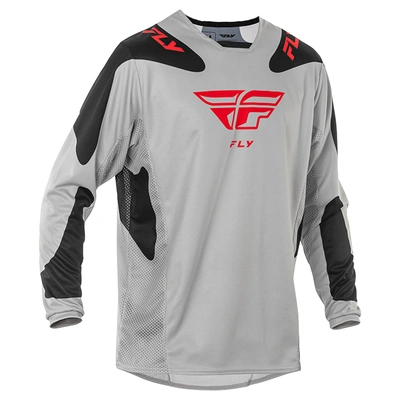 Fly Racing 2025 Kinetic Sym MX Jersey - Light Grey/Red/Black