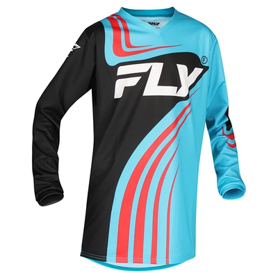 Fly Racing 2025 Youth F-16 MX Jersey - Cyan/Black/Red