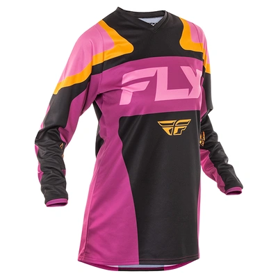 Fly Racing 2025 Ladies F-16 MX Jersey - Black/Mauve/Yellow