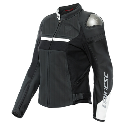 Dainese Ladies Rapida Leather Jacket - Matt Black/Matt Black/White