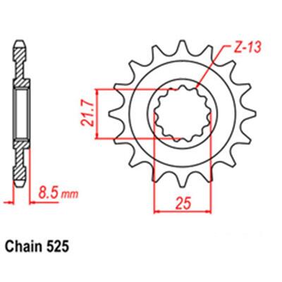 Front Sprocket Steel 16T 525