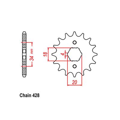 Front Sprocket - Steel  16T 428P