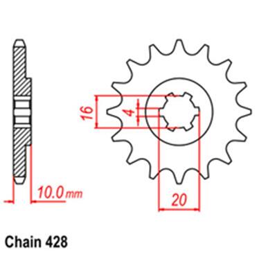 Front Sprocket - Steel  14T 428P
